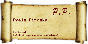 Preis Piroska névjegykártya